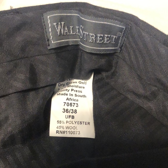 NEW Wall Street men’s 36 x36 poly wool Black Dress Pants Double Pleat Cuffed NWT - Picture 5 of 8